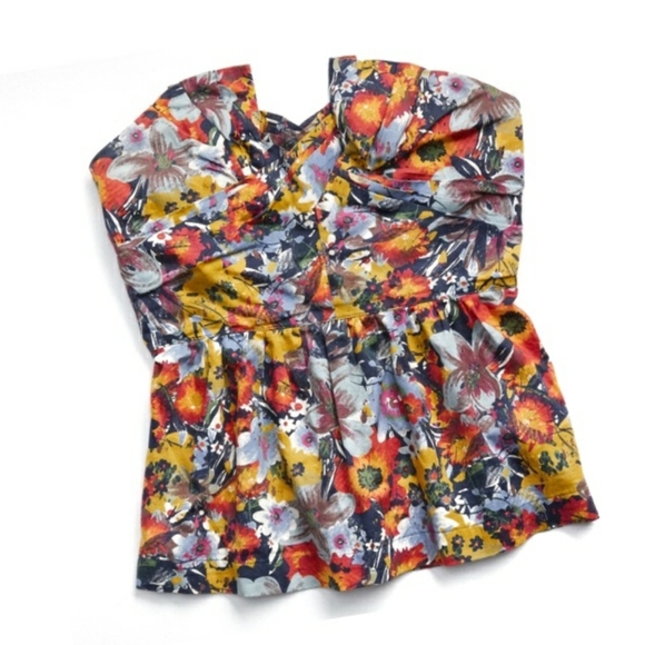 Anthropologie Tops - ANTHROPOLOGIE Strapless Bustier Floral Top Peplum
